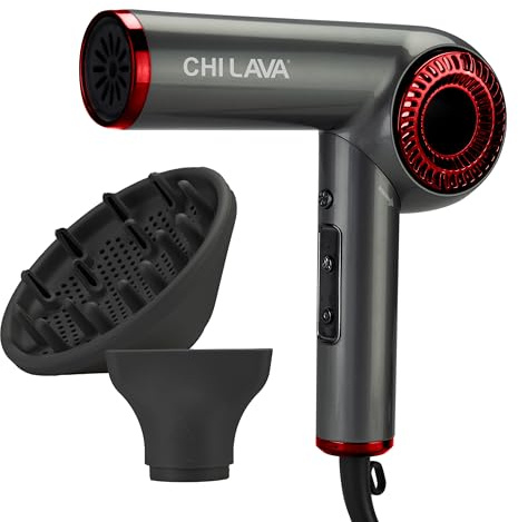 CHI Lava Brushless Motor Hair Dryer, Foldable Design, Faster, Quieter Drying, Reduces Frizz & Enhances Shine, Customizable Heat & Speed Settings