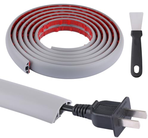 Flexibel golvkabelkanal, självhäftande golvkabelbrygga, PVC golvkabelskydd, kabelskydd, kabelskydd, kabelfack, kabelgömma för hem, kontor, lager (Grey)