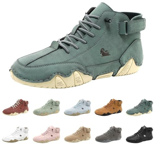 Alpaca Barefoot Shoes Men's Leather Waterproof Boat Shoes High Boots Hiking Walking Trekking Shoe Explorer Lightweight Chukka Boots Non-Slip Breathable Casual Sneakers dad Gifts Footwear UK