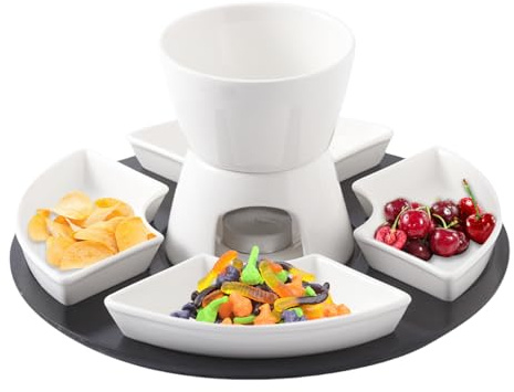 Renchey Juego De Fondue De Chocolate,Olla Cerámica Calienta Caramelos,Cuenco Fundidor Resistente a Altas Temperaturas para Chocolate Queso Noches Romanticas Cumpleaños Ocasiones Especiales Fiestas