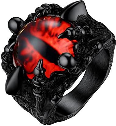 PROSTEEL Joyería Anillos Garras Sello Grande con Ojo Rojo de Diablo, Gótico Punk Anillos Vintage con 8 Opciones de Tallas Seleccionables, Puede Poner Nombres