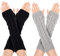 Newellsail Armstulpen Damen Fingerlose Handschuhe Armwärmer Winter Stricken Wärmer Lange Handschuh Daumenloch Fäustling 2 Paar (Schwarz und Grau)