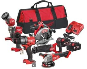 Milwaukee M18FPP7A3-503B 18V 7 Piece Cordless Kit with 3 x 5.0Ah Batteries, Charger & Bag