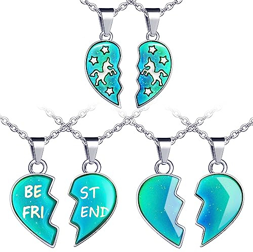 MicVivien 2 stycken rostfritt stål hjärta färgväxling halsband vänskapskedja set för flickor barn par, temperatur BFF-kedja damer hjärta hänge vänskap kedjor smycken för bästa vänner, Rostfritt stål