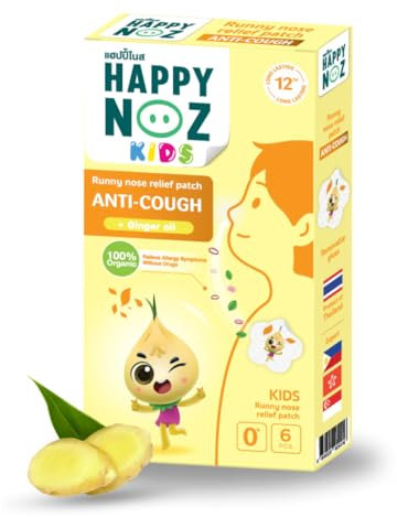 HAPPY NOZ Ingwer - Kräuterpflaster für Erkältung - bei Husten - Speziell für Baby´s und Kinder ab 0 Jahre - natürliche Öle - 12 Stunden Duft