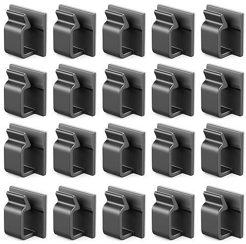 deleyCON 20x Support de Câble Support de Câble Autocollant Gestion des Câbles Serre-câbles Guide-câble Organiseur Serre-câbles Fixation de Câble Maison Bureau Plinthe Plastique PA66 Noir
