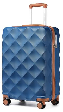British traveller Hartschalenkoffer Mittelgroß Handgepäck Koffer 61 * 42 * 26cm Reisekoffer Mittelgroß Koffer Trolleys ABS+PC mit TSA-Schloss Rollkoffer Suitcase Blau