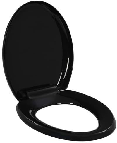 ShCuShan Soft Close Toilet Seat, Toilet Seat with Quick Release for Easy Clean, Simple T O P Fixing, Standard Toilet Seats,Soft-Close Toilet Seat with Quick-Release Design Black
