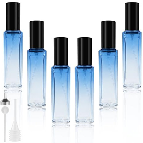 LOPHE Nebulizzatore Profumo, 6 Pz 10 ml Atomizzatore Profumo Bottiglia di Profumo Vuota con 3 Accessori, Vetro Nebulizzatore Profumo Contenitore Profumo per Viaggiare, Festa, Vita Quotidiana