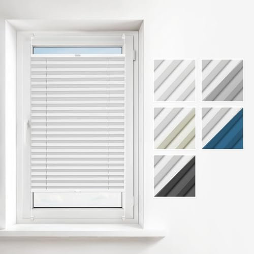 Estika Thermoplissee ohne Bohren 130x100 cm Farben: Weiß Verdunkelung und Thermo Plissee klemmfix für Fenster in verschiedenen Blickdicht erhältlich mit Montagezubehör