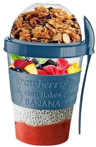 Pro Home Yogurt Pot With Spoon 20oz/600ml Bpa Free Reusable Airtight Dishwasher Safe On The Go Yoghurt Pots With Lids Museli Cereal Cup Containers Overnight Oats Jar Storage (Glacier Teal)