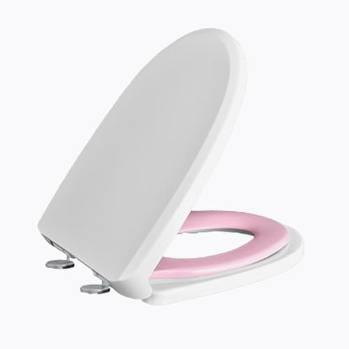 Wttfc Lunette De Toilette avec SièGe Enfant MagnéTique,Abattant WC Familial Forme en D,SièGe De Toilette pour Adultes Et Enfants,CharnièRe RéGlable,Couvercle De Toilette,Rose,U Type