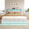 140x200 mit Lattenrost，Stilvolles Polsterbett mit Stauraum, 4 Schubladen, Individueller LED-Beleuchtung, USB und Typ-C-Anschlüssen, Modernes Beige Design für optimalen Komfort
