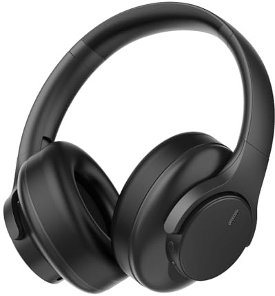elzle Cuffie Bluetooth Over-Ear, 82 Ore di Autonomia, Bluetooth 5.4, Microfono Incorporato, Piegevoli e Leggere per Viaggi/Studio/Ufficio–Nero