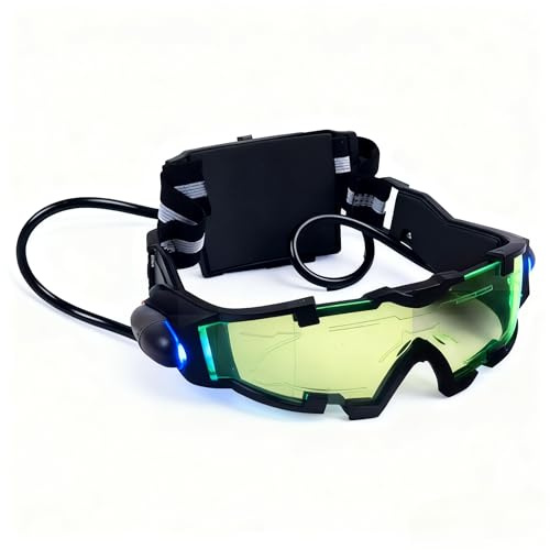 HOMHPLFE Nattsynsglasögon med justerbart elastiskt band, militära mörkerseende glasögon med LED-ljus flip-out justerbara skyddsglasögon led nattglasögon