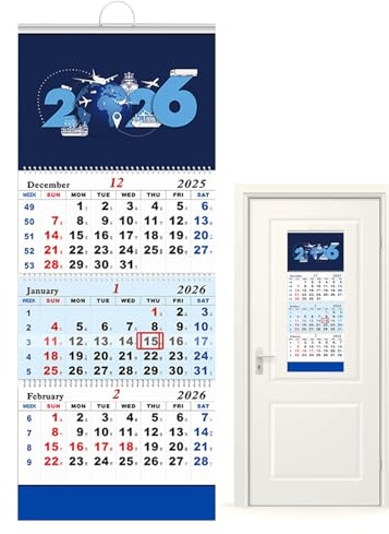Calendar 2026-2027,3 Months Schedule Organizer | Calendar Vertical Display - for Home Study Living Room Bedroom Art Studio