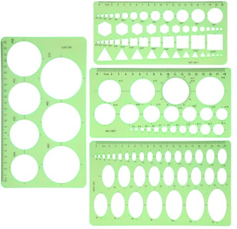 SHENLIU 4Pcs Circle Template, Drafting Circle Stencils Drafting Geometric Circle Template Elliptical for Stencil Ruler School Office Drawing Design Measuring Tools