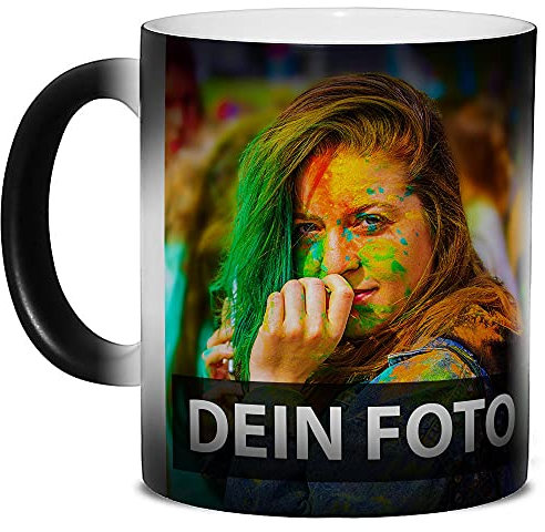 Tasse selbst gestalten/Personalisierbar mit eigenem Foto oder Text Bedrucken/Thermoeffekt/Farbwechseltasse/Magic Cup/Motivtasse/Werbetasse/Zaubertasse - Matt - XXL Druck