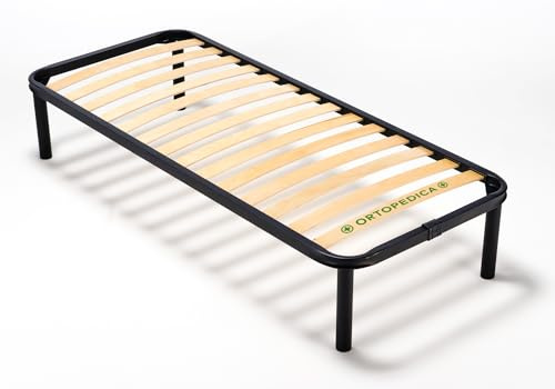 EVERGREENWEB - Miglior Rete Letto Singolo 90x200 a Doghe in Legno Ortopedica Alta 35 cm Rinforzata + Kit 4 Piedi Smontabili, Struttura in Ferro, Base da Incasso per Letti e Materassi Singoli, Saldi
