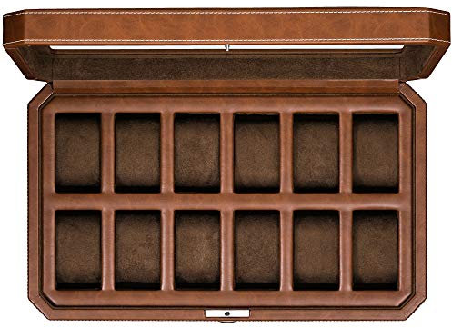 ROTHWELL 12 slot guarda pelle di sicurezza - l'esposizione della vigilanza di lusso della cassa organizzatore, microsuede liner, monili di chiusura mens holder orologi, uomini di scatole