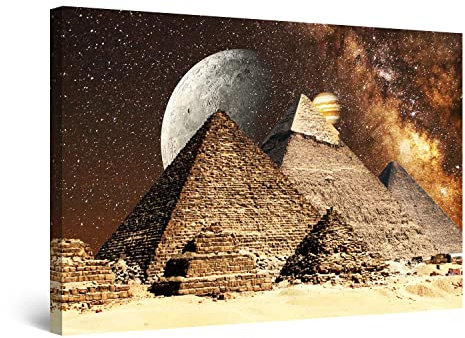 Startonight Quadro su Tela Fantasia Egiziana sulle Piramidi - Quadri Moderni Astratti - Stampe Camere da Letto Stampe Incorniciate 60x90 cm, Decorazione Parete, Idea Regalo Elegante Luminoso al Buio