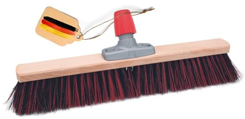 Novaliv Escoba con elastón de 50 cm, escoba sin mango, arenenga-Elaston, color negro y rojo, gruesa, industrial, escoba de jardín