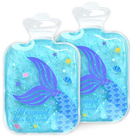 Navaris Kinder Kühlkissen Wärmekissen 2 teilig - 2x Meerjungfrau Thermokissen warm und kalt - Gelkissen Kompresse Kühlpack - Gel Kühlpads