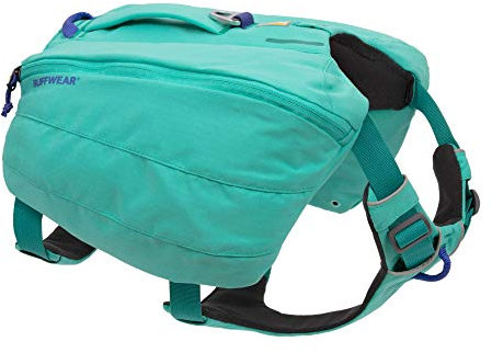 RUFFWEAR Hunderucksack, Bequeme Satteltasche für Tageswanderungen und Längeres Tragen, Für Große bis Sehr Große Hunderassen, Front Range Day Pack, Farbe Aurora Teal, Größe L/XL