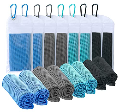 SZELAM 8 Packs Cooling Towel (40x12),Ice Towel,Soft Breathable Instant Towel,Microfiber Cool Towel for Yoga,Golf,Sport,Gym,Workout,Camping,Fitness,Outdoor &More Activities (8 mixed colors)