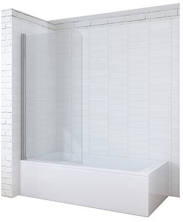 AQUABATOS® 80 x 140 cm, divisorio doccia in vetro per vasca da bagno da 5 mm, vetro di sicurezza con rivestimento nano