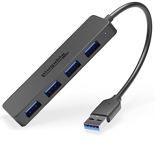 Plugable 4 Port USB Hub 3.0, USB Splitter for Laptop, Compatible with Windows, Surface Pro, PC, Chromebook, Linux, Android, Charging Not Supported