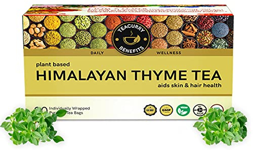 TEACURRY Himalayan Thyme Tea (30 Tea Bags 1 Month Pack) - Real Taste of Indian Chai - Pure Thyme Leaves From Himalayas - Herbal Tea