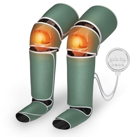 Air Wave Pressure Pressotherapy Machine,Compression Massager Machine Med 6 Set Krockkuddar, Justerbar 6 Massagelägen Och 3 Nivåer Värme/intensitet, 360°cirkulation,för Att Lindra Lymfödemsmärta