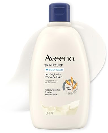 Aveeno Skin Relief veganes Duschgel seifenfreie Pflegedusche mit beruhigendem 3-fachem Haferkomplex für sehr trockene, empfindliche Haut, 500ml