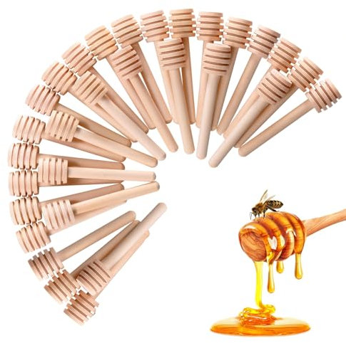 Yeenano Honey Sticks,30 Pcs Wooden Honey Mixing Stirrer,8cm MiniDippers Stirrers Sticks Portable Woodens Honeys Drizzler Household Dispense for Jam Collecting Stirring Jar Use