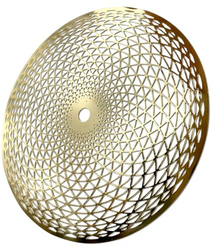 METAL ARTEM 4 Inch Crystal Grid Board Sacred Geometric Silver Metal Plate Crystal Grid Meditation Chakra Wooden Wall Art Yoga Decor Spiritual Gifts (Gold, 10cm Diameter)