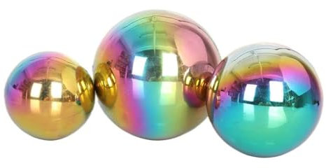 VANZACK 3stücke Bunte Edelstahlkugeln Spiegelpolierte Hohlkugeln Gartendekoration Reflektierende Deko-Ornamente Für Innen Und Außenbereich
