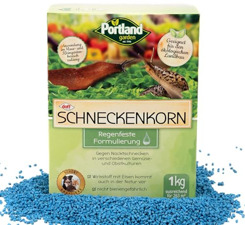 PORTLAND GARDEN Grano de caracol natural | Remedio eficaz y natural contra caracoles | Impermeable y apto para mascotas | Ideal para huertos y hierbas, jardines ornamentales y camas elevadas (1000