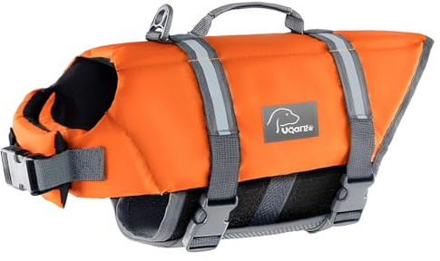 Voarge Dog Life Vest, Swimming Float Jacket Adjustable, Dog Life Jacket for Small, Medium, Large Dogs with Rescue Handle Flotation Vest (Orange, XL)