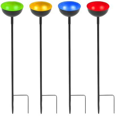 Bee Garden Cups - Dispensador de agua de pie, herramienta alimentadora de polinizador, paquete de 4 cuencos de baño, abejas, mariposas, colibríes, decoración de jardín y patio al aire libre, estación