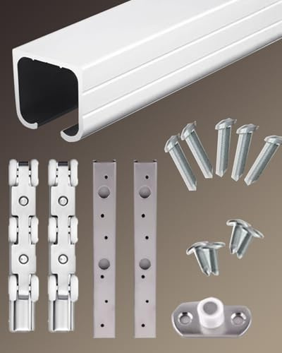 Kit ferramenta per porta scorrevole da fienile con puleggia, set di binari in lega di alluminio per porta singola sospesa dall'alto, ideale per cucina, camera da letto e capannone