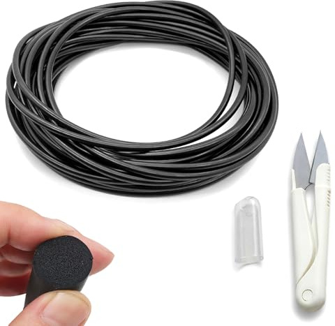 Cordón de sellado redondo EPDM de 10 metros, Diametro 4 mm, color negro, junta de espuma para aislamiento y relleno de juntas, ideal para puertas, ventanas, paredes y techos, con herramienta de corte