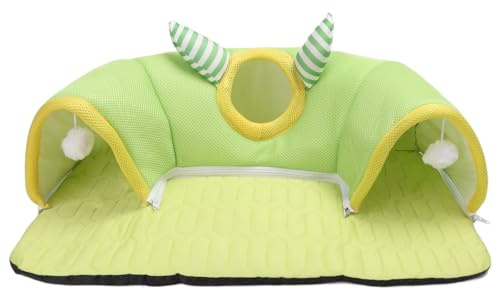 Maison et Tunnel pour Cochons d'Inde, Tube pour Petits Animaux, Grotte de Lit pour Chat, Lavable, Antidérapant, Jouets en Tube de Jeu pour Petits Animaux, pour Chats, Chatons, Lapins (Vert)