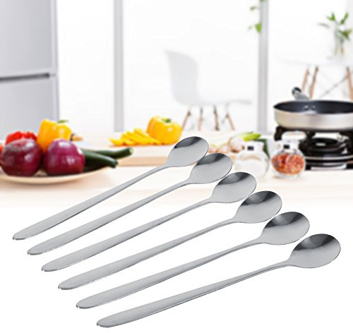 Cucchiai lunghi in acciaio inox, 6 pezzi, 18,6 cm, per dessert