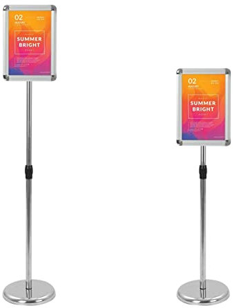 Queiting Infoständer A4 Höhenverstellbar Edelstahl Informationsständer Posterständer Informationsständer Präsentationsständer Werbeständer für Hoch-/Querformat