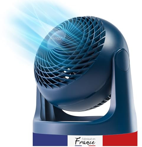 Iris Ohyama, Woozoo Ventilateur de Table, 23m², Inclinaison verticale 360°, Bleu, 3 Vitesses, Silencieux, Portable, Idéal pour Chambre, Cuisine, Refroidisseur d'air, Puissant, PCF-HE18
