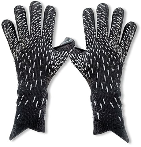 OLYSPM Torwarthandschuhe Kinder,Fußball Handschuhe,Torwart Handschuhe mit Umfassendem Schutz für Einen Perfekten Treffer,rutschfeste Atmungsaktive Fussballhandschuhe,Größe 6/7/8/9/10(Schwarz)