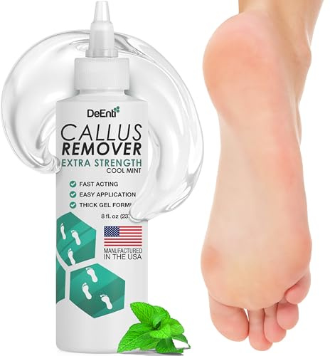 DeEnti Callus Remover for Feet, Extra Strength Foot Callus Remover Gel, 8oz Salon Grade Home Pedicure Supplies for Dry Skin, Cracked Heel, Professional Strength Foot Care, Cool Mint