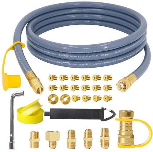 5369 Propane to Natural Gas Conversion Kit, 12FT 3/8 ID Natural Gas Hose with Quick Connect, for Weber, Char-Broil, Blackstone, Pizza Oven, Fire Pit, Generator, Patio Heater and More NG Appliance