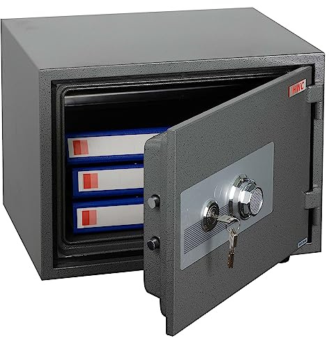 Tresor HWC-L48, feuerfest (60min) Safe Geldschrank Doppelbolzenverriegelung, 44kg Metall 38x50x44cm 19L - grau
